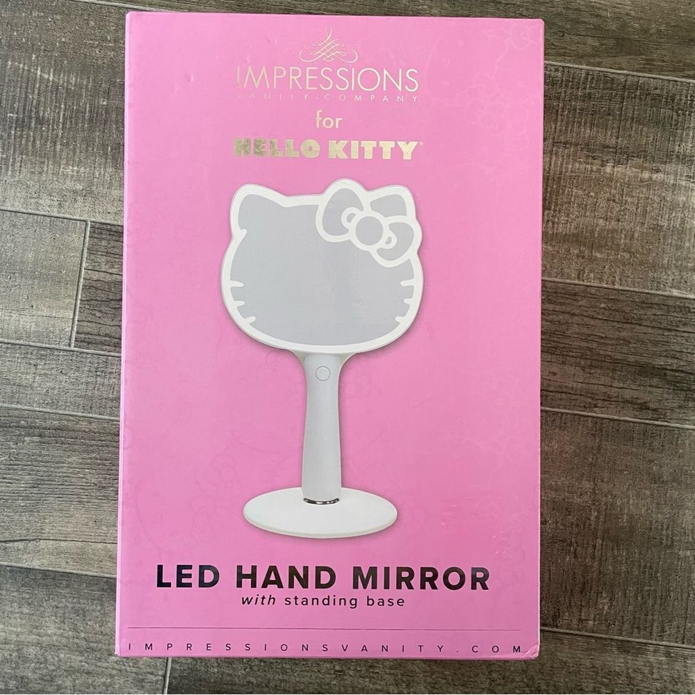 Impressions Hello Kitty LED Hand Mirror with Standing Base New In Box White